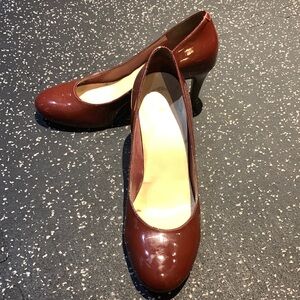 Cole Haan with Nike Air sole patent red heeled pumps